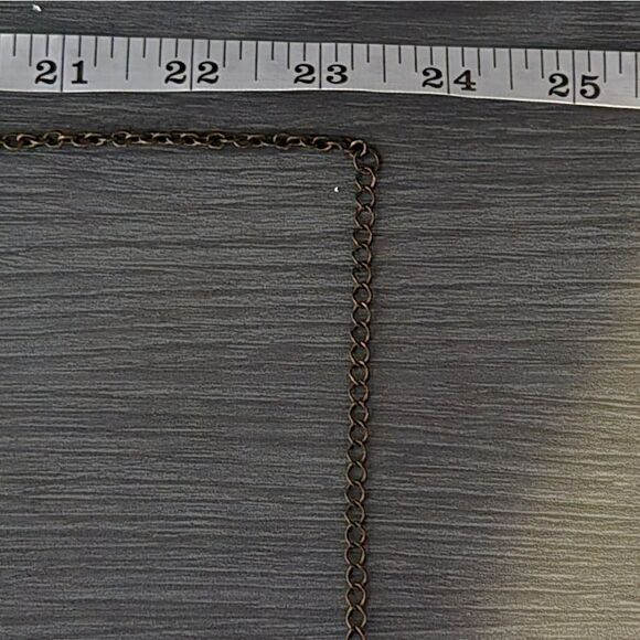 "5/$25" Edgy Brasstone Multi-layered Spike Disc Dangle Charm Necklace - Picture 6 of 7